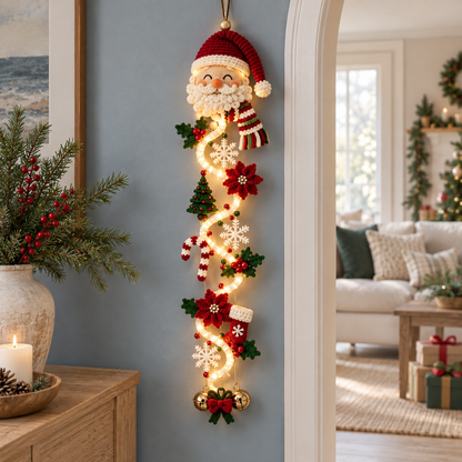 Glowing Christmas Door Hanger | 6 Festive Lighted Designs with Warm Glow, Dimensional Details & Space-Saving Vertical Décor