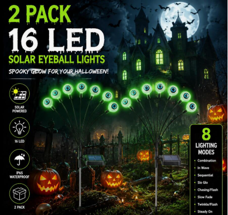 Ghost 16 LED Eye Socket Solar GardenDecoration, Perfect For Halloween Cemetery Themes,Trails, Porch And Yard Displays, And Also An IdealChoice For Christmas