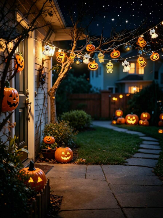 1pc Halloween Decorative String Lights, Halloween Window Decoration, Battery Operated (Batteries Not Included), LED Halloween String Lights, Halloween Ghost Lights, Halloween Outdoor Decoration, Halloween Decoration