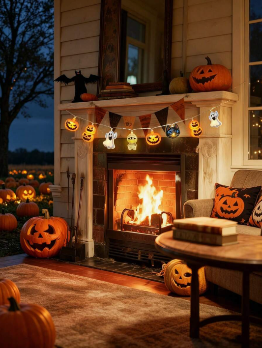 1pc Halloween Decorative String Lights, Halloween Window Decoration, Battery Operated (Batteries Not Included), LED Halloween String Lights, Halloween Ghost Lights, Halloween Outdoor Decoration, Halloween Decoration