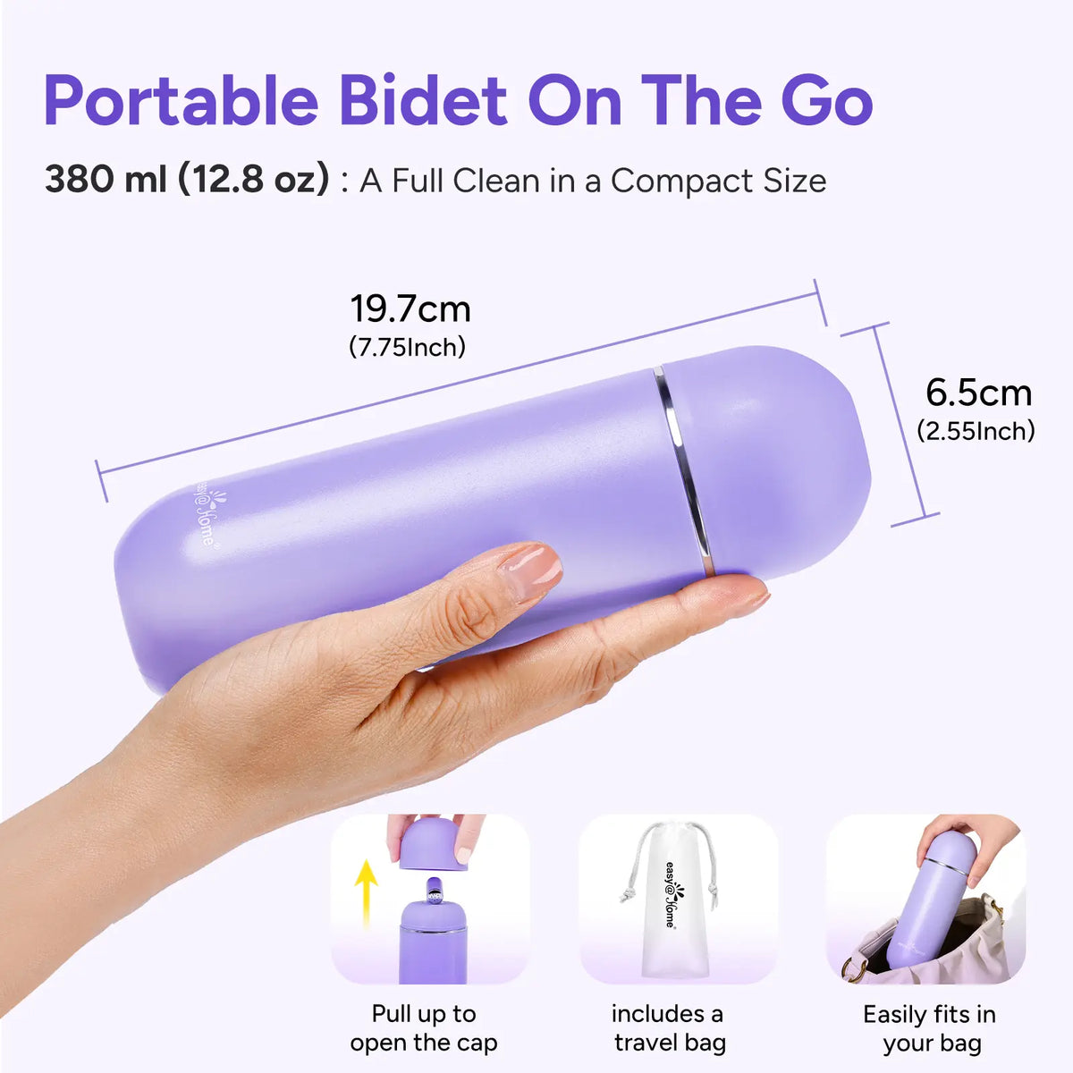 Portable Bidet for Personal Hygiene & Travel: Manual Squeeze, Battery‑Free, Handheld Peri Bottle, 380ml Leakproof