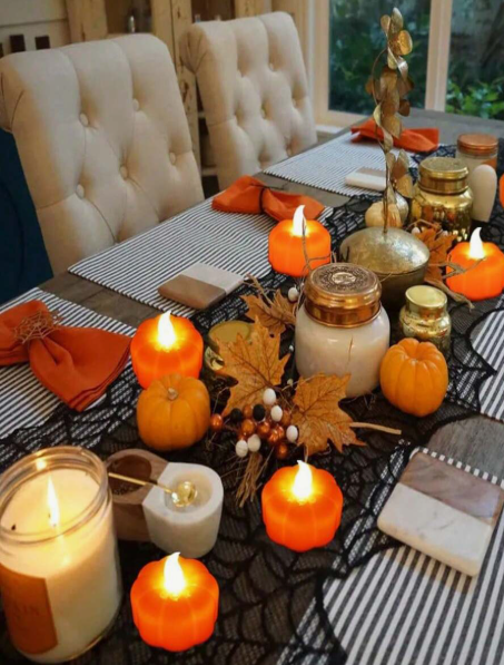 12pc Pumpkin Flameless LED Tea Light Candles (Battery Operated), Halloween Pumpkin Tea Lights, Autumn Decor, Harvest Festival Table Decoration Lights, Suitable For Home Dining Table