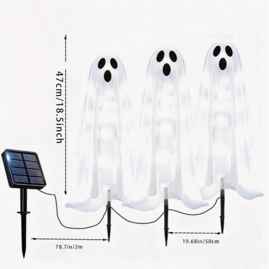 Halloween Solar Ghost Garden Lights, White LED Ghost Pathway Lights With Spooky Design, Solar Powered Outdoor Decor For Garden, Lawn, Halloween Festival Decor