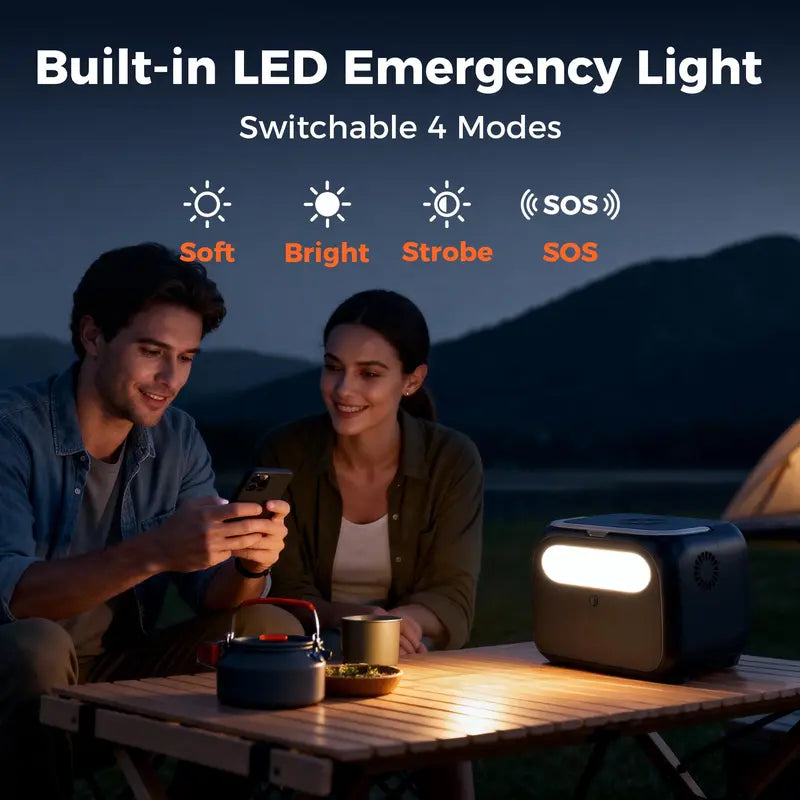 CTOLITY 500W 345Wh Camping Power Station Powerbank Emergency Supply Backup LiFePO4 Battery Portable Solar Generator Energy Travel RVs Emergencies Gas Alternative Charging Rechargeable