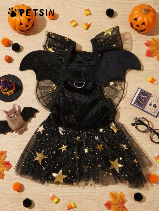 1pc Pet Cat Dog Universal Halloween Bat Cosplay Cute Cartoon Wings Decoration Dog Hooded Sweatshirt