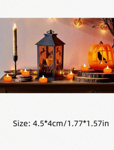 12pc Pumpkin Flameless LED Tea Light Candles (Battery Operated), Halloween Pumpkin Tea Lights, Autumn Decor, Harvest Festival Table Decoration Lights, Suitable For Home Dining Table