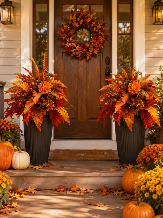 2 pcs Autumn Harvest Floral Garden Stake Arrangement