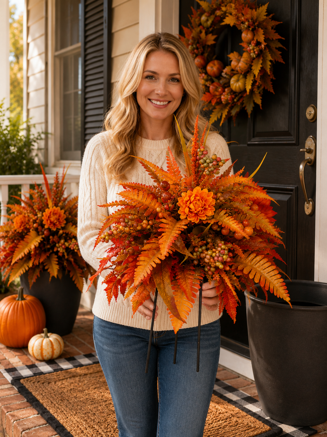 2 pcs Autumn Harvest Floral Garden Stake Arrangement