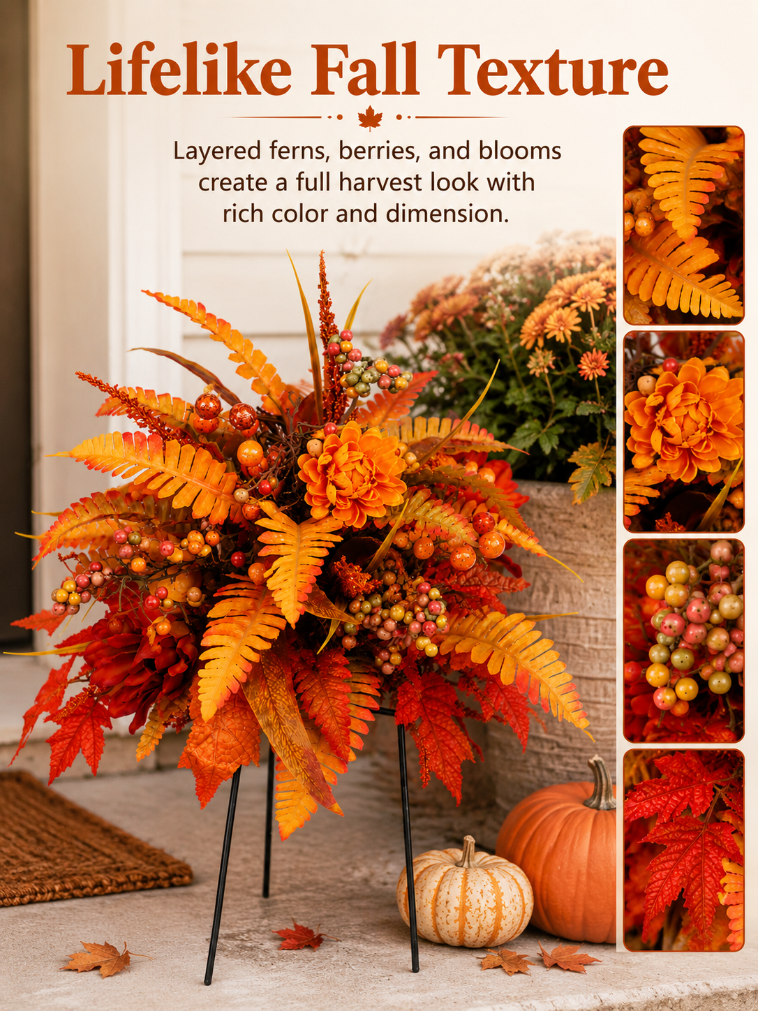 2 pcs Autumn Harvest Floral Garden Stake Arrangement