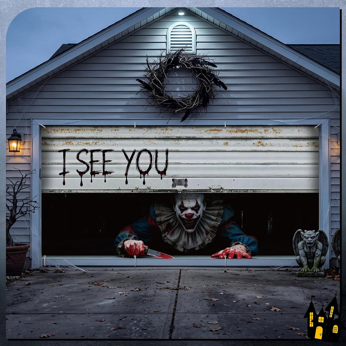 Customizable Halloween Garage Door Cover Banner, Large Outdoor Garage Backdrop, Spooky Halloween Party Photo Background, Home Wall Window Holiday Decor