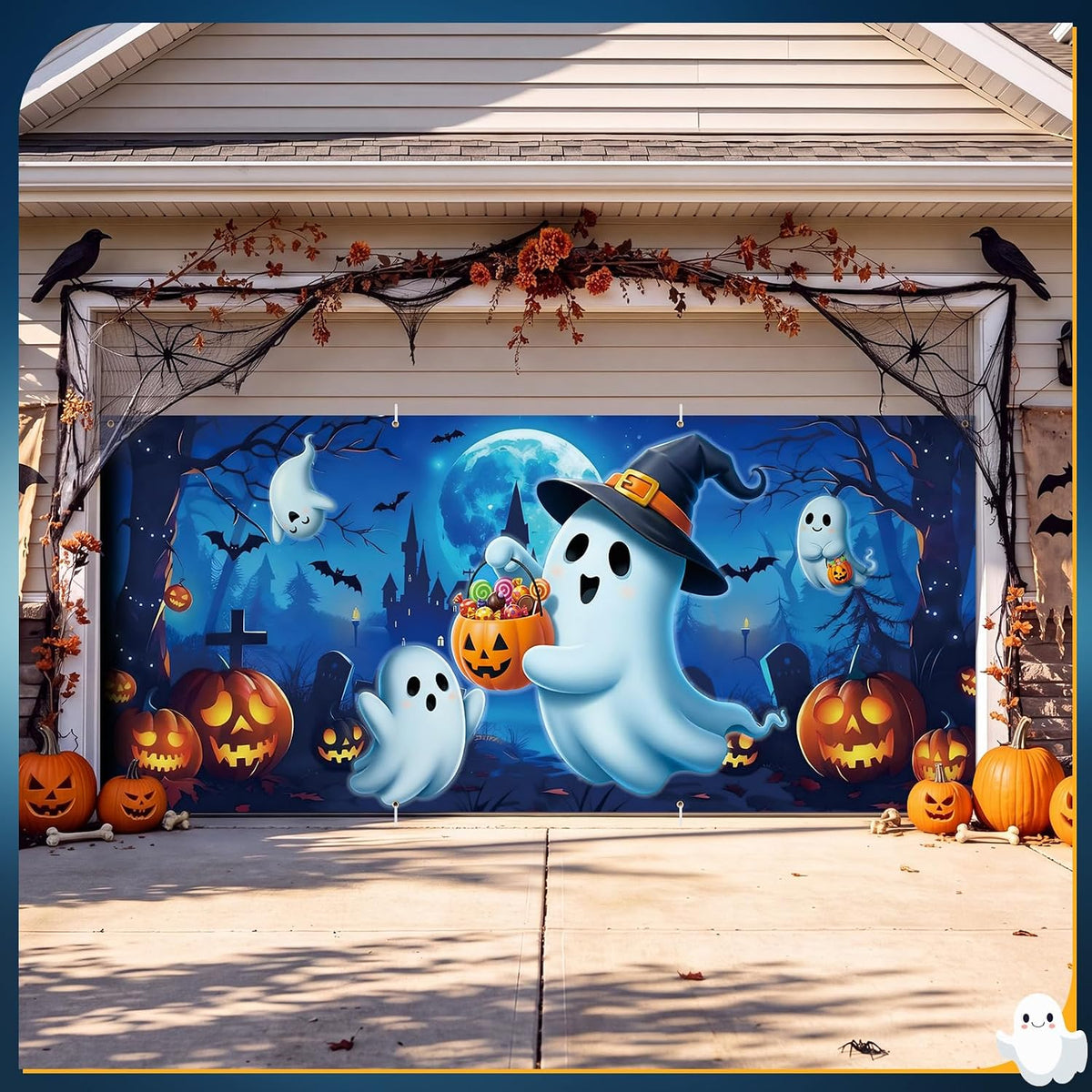Customizable Halloween Garage Door Cover Banner, Large Outdoor Garage Backdrop, Spooky Halloween Party Photo Background, Home Wall Window Holiday Decor