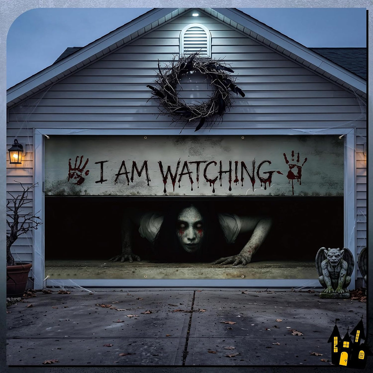 Customizable Halloween Garage Door Cover Banner, Large Outdoor Garage Backdrop, Spooky Halloween Party Photo Background, Home Wall Window Holiday Decor