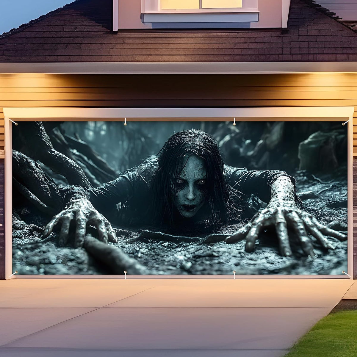 Customizable Halloween Garage Door Cover Banner, Large Outdoor Garage Backdrop, Spooky Halloween Party Photo Background, Home Wall Window Holiday Decor