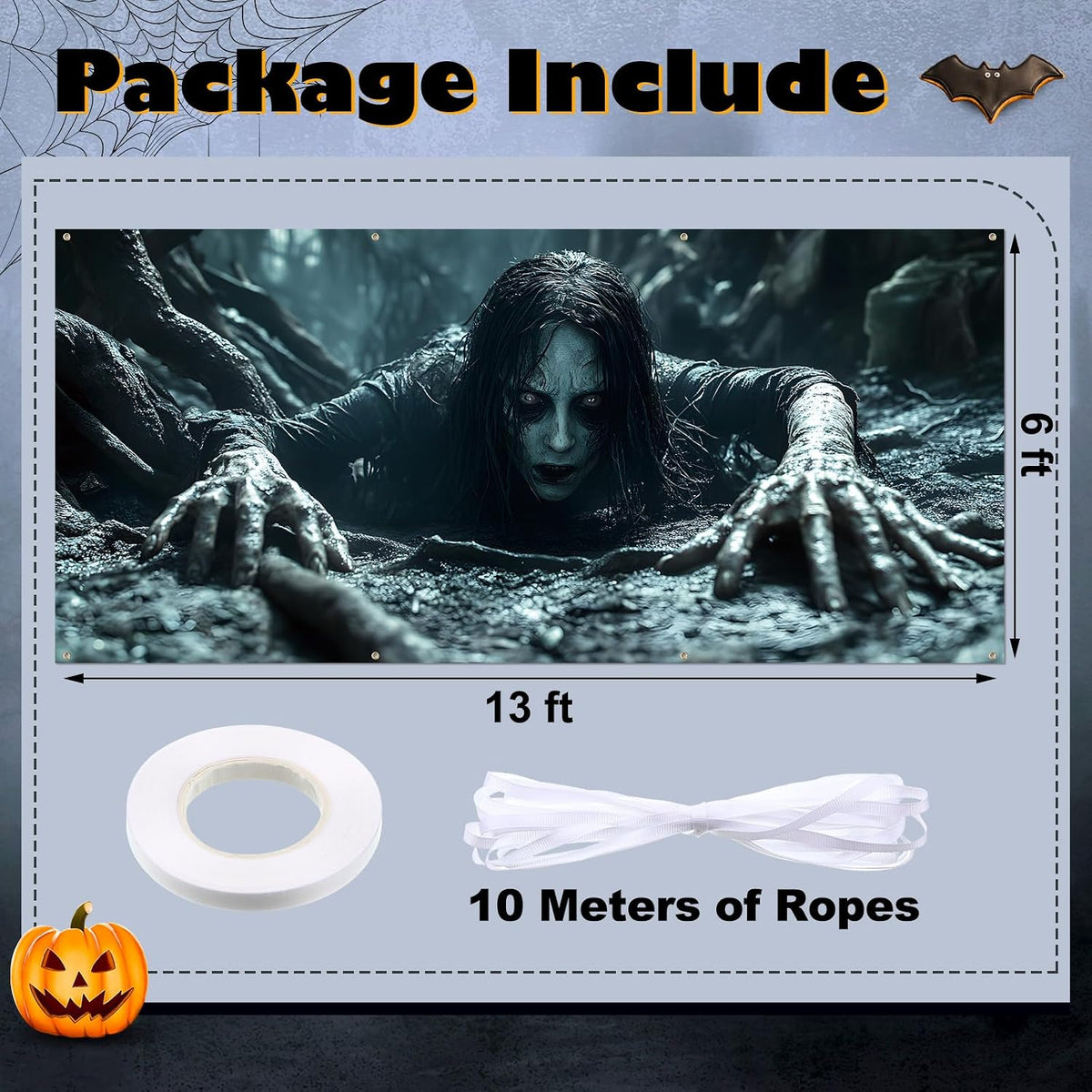 Customizable Halloween Garage Door Cover Banner, Large Outdoor Garage Backdrop, Spooky Halloween Party Photo Background, Home Wall Window Holiday Decor