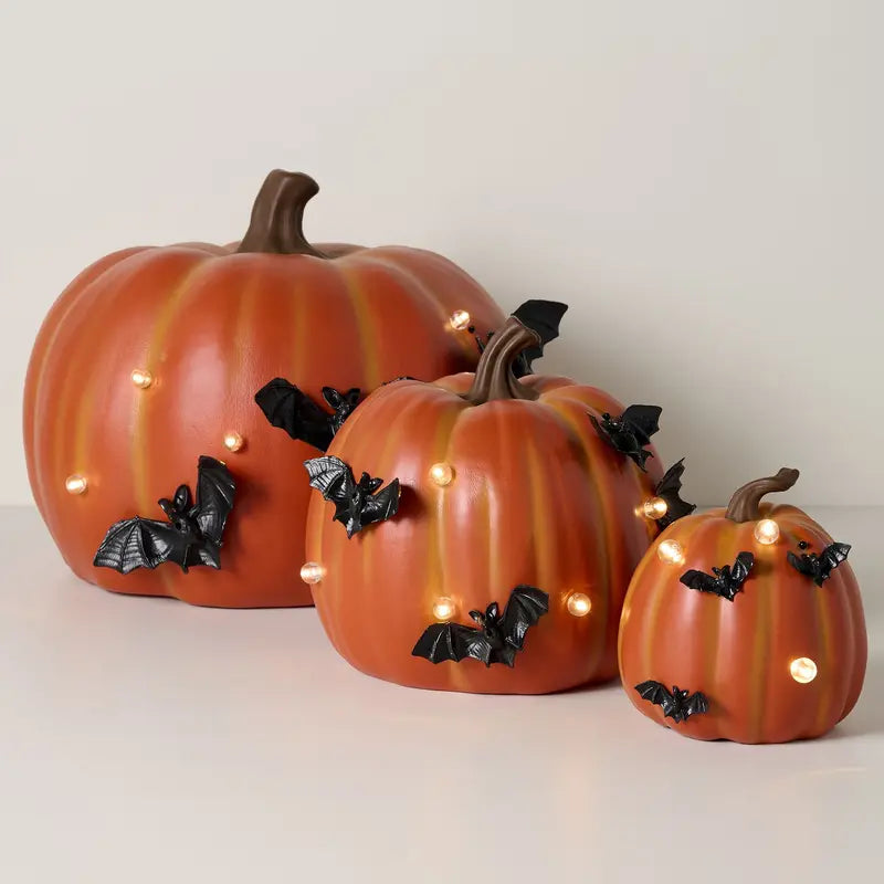 Home Reflections Set of 3 Lit Stacked Pumpkins with