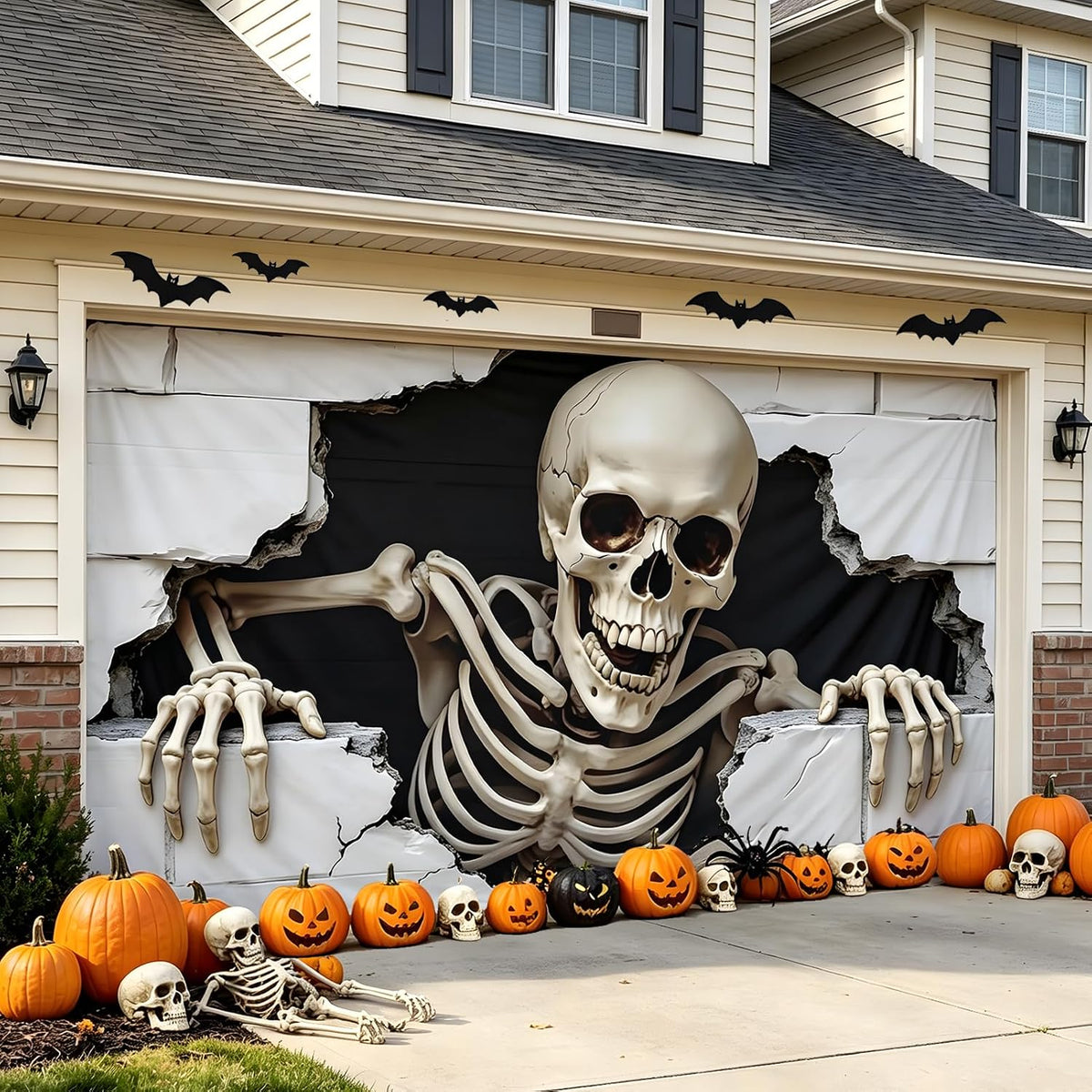Customizable Halloween Garage Door Cover Banner, Large Outdoor Garage Backdrop, Spooky Halloween Party Photo Background, Home Wall Window Holiday Decor