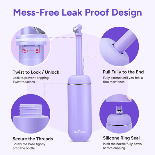 Portable Bidet for Personal Hygiene & Travel: Manual Squeeze, Battery‑Free, Handheld Peri Bottle, 380ml Leakproof