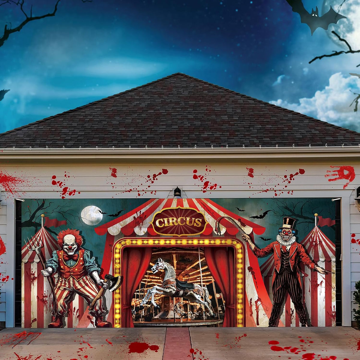 Customizable Halloween Garage Door Cover Banner, Large Outdoor Garage Backdrop, Spooky Halloween Party Photo Background, Home Wall Window Holiday Decor