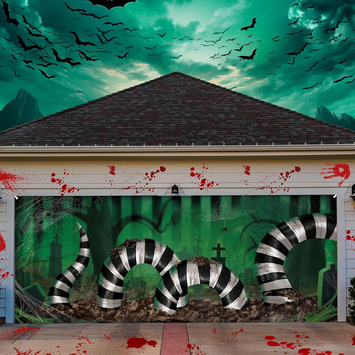 Customizable Halloween Garage Door Cover Banner, Large Outdoor Garage Backdrop, Spooky Halloween Party Photo Background, Home Wall Window Holiday Decor