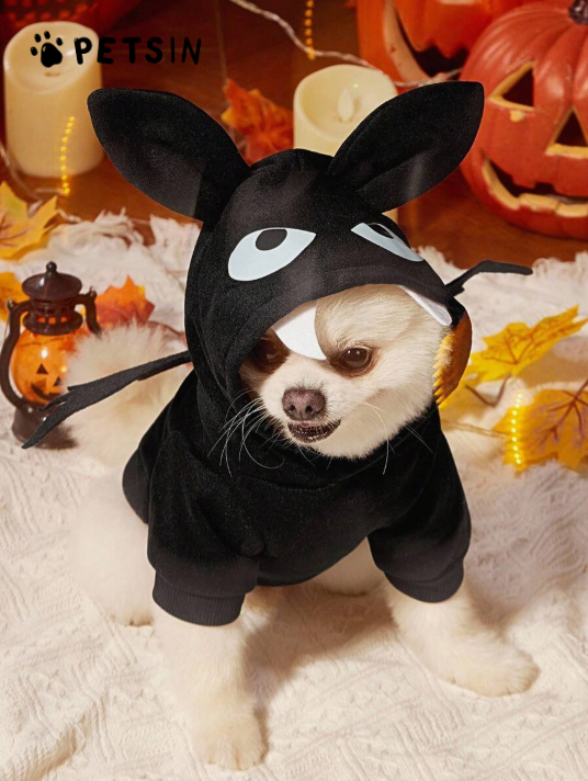 1pc Pet Cat Dog Universal Halloween Bat Cosplay Cute Cartoon Wings Decoration Dog Hooded Sweatshirt