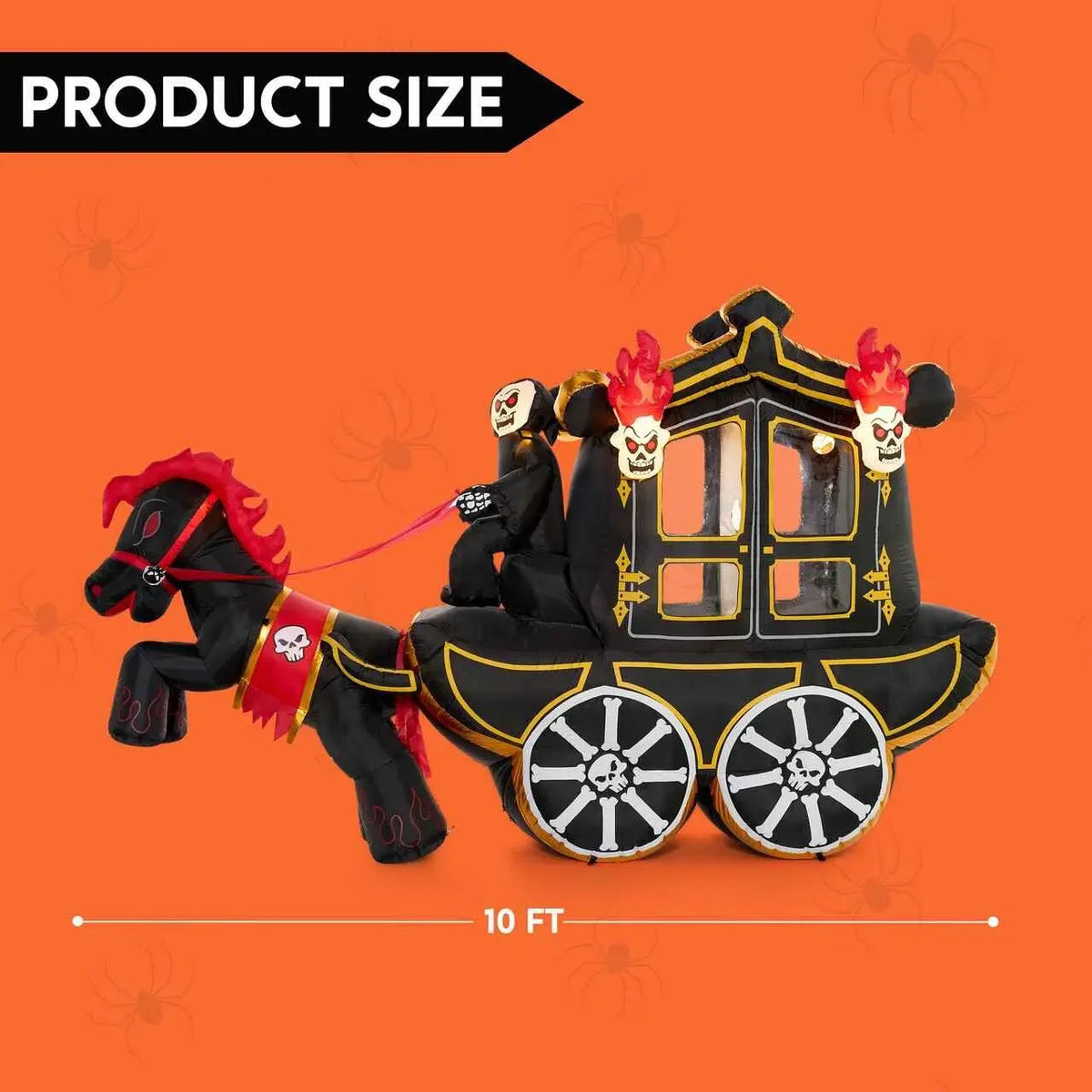 10 Ft Halloween Inflatables Outdoor Decorations, Halloween Inflatable Carriage with Build-in LEDs Halloween Blow Up for Yard, Halloween Party Decoration Halloween Decor Outside