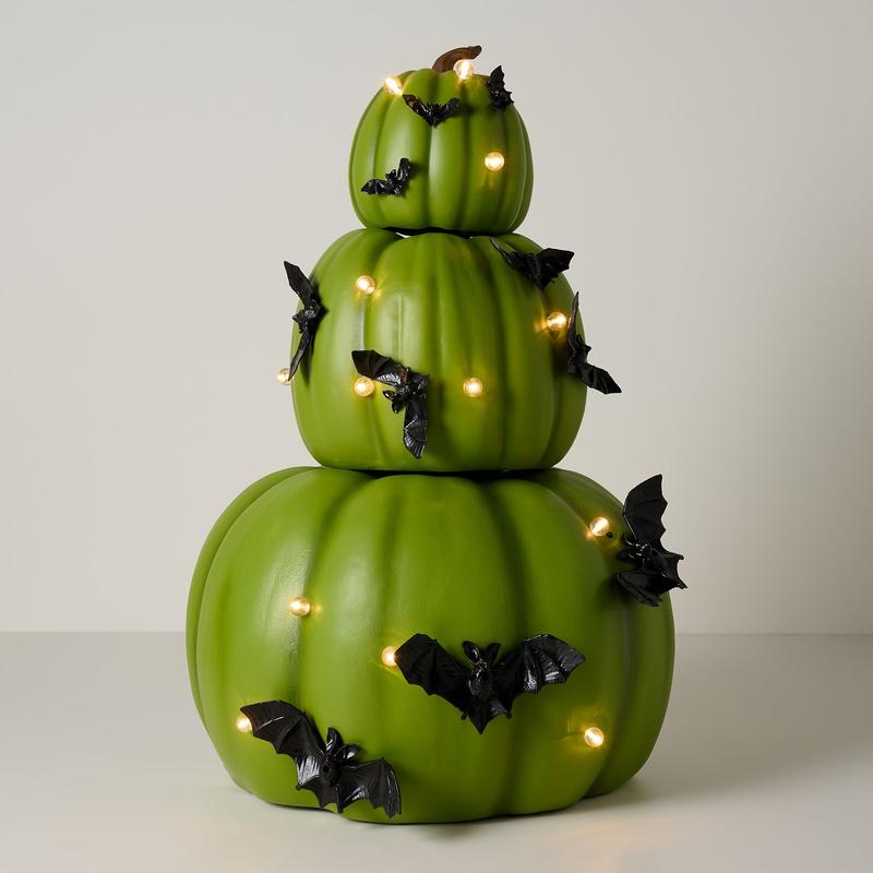 Home Reflections Set of 3 Lit Stacked Pumpkins with
