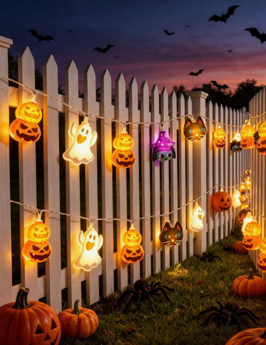 1pc Halloween Decorative String Lights, Halloween Window Decoration, Battery Operated (Batteries Not Included), LED Halloween String Lights, Halloween Ghost Lights, Halloween Outdoor Decoration, Halloween Decoration