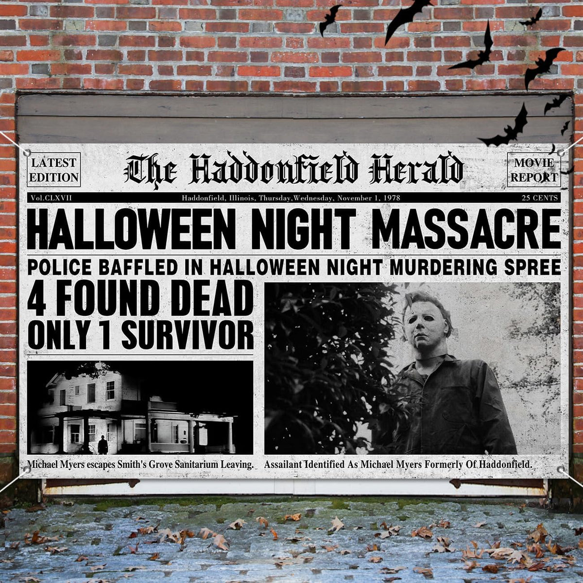 Customizable Halloween Garage Door Cover Banner, Large Outdoor Garage Backdrop, Spooky Halloween Party Photo Background, Home Wall Window Holiday Decor