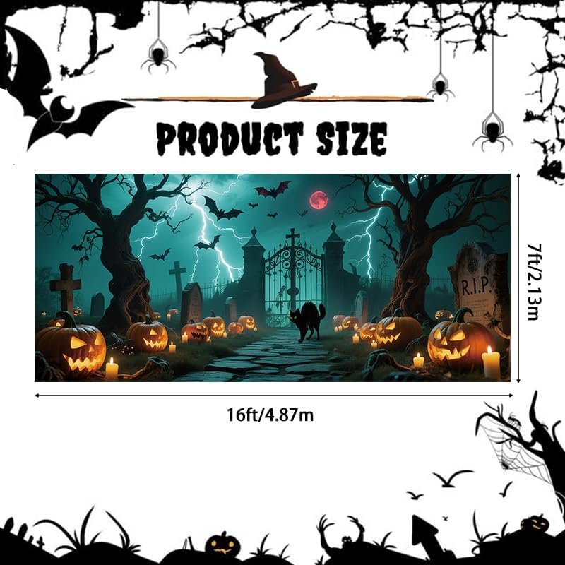 Customizable Halloween Garage Door Cover Banner, Large Outdoor Garage Backdrop, Spooky Halloween Party Photo Background, Home Wall Window Holiday Decor
