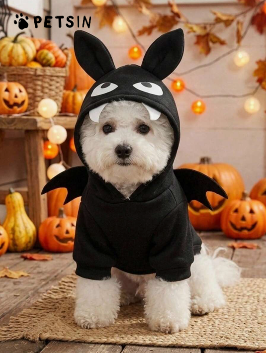 1pc Pet Cat Dog Universal Halloween Bat Cosplay Cute Cartoon Wings Decoration Dog Hooded Sweatshirt