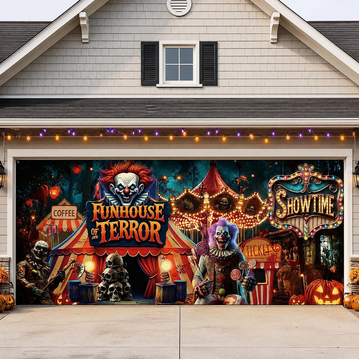 Customizable Halloween Garage Door Cover Banner, Large Outdoor Garage Backdrop, Spooky Halloween Party Photo Background, Home Wall Window Holiday Decor
