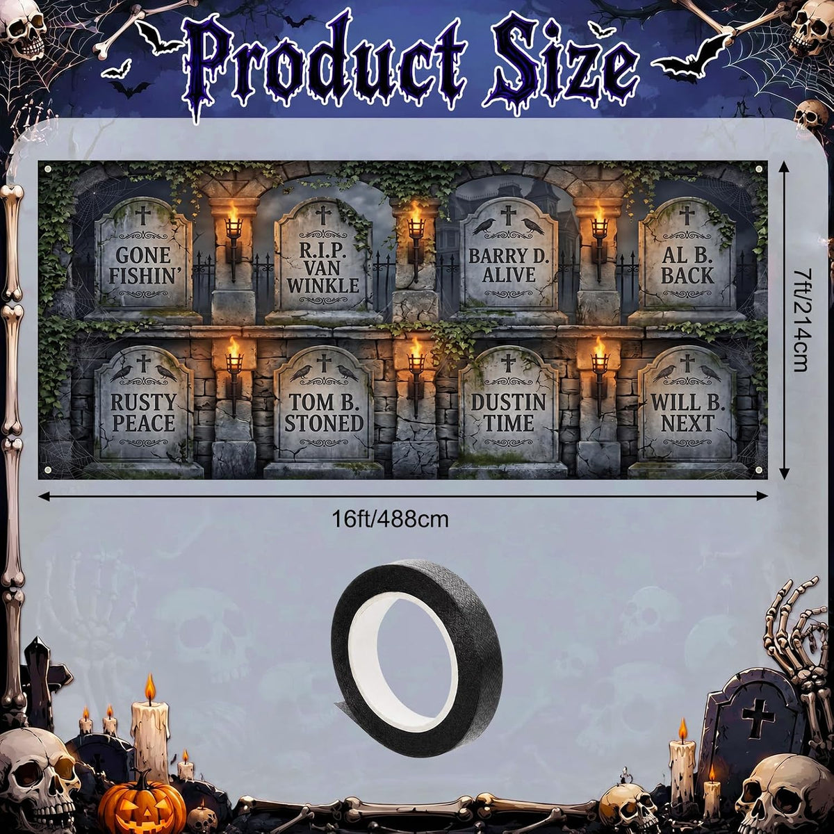 Customizable Halloween Garage Door Cover Banner, Large Outdoor Garage Backdrop, Spooky Halloween Party Photo Background, Home Wall Window Holiday Decor