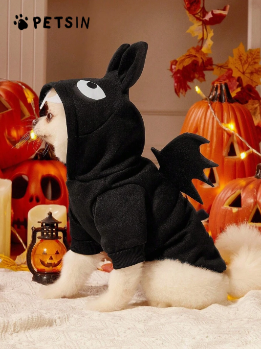 1pc Pet Cat Dog Universal Halloween Bat Cosplay Cute Cartoon Wings Decoration Dog Hooded Sweatshirt