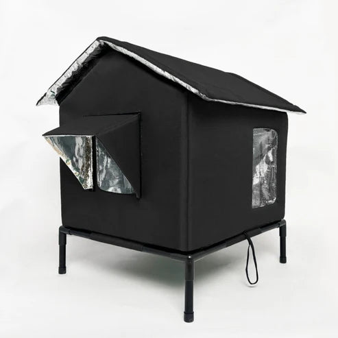 ⏰ LIMITED TIME 50% OFF! 🐈 All-Weather Elevated Outdoor Cat House – Waterproof Oxford Cloth, Thermal Aluminum Lining & Foldable Design