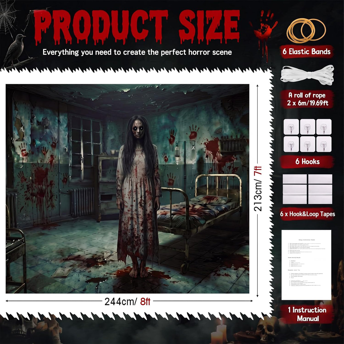 Customizable Halloween Garage Door Cover Banner, Large Outdoor Garage Backdrop, Spooky Halloween Party Photo Background, Home Wall Window Holiday Decor