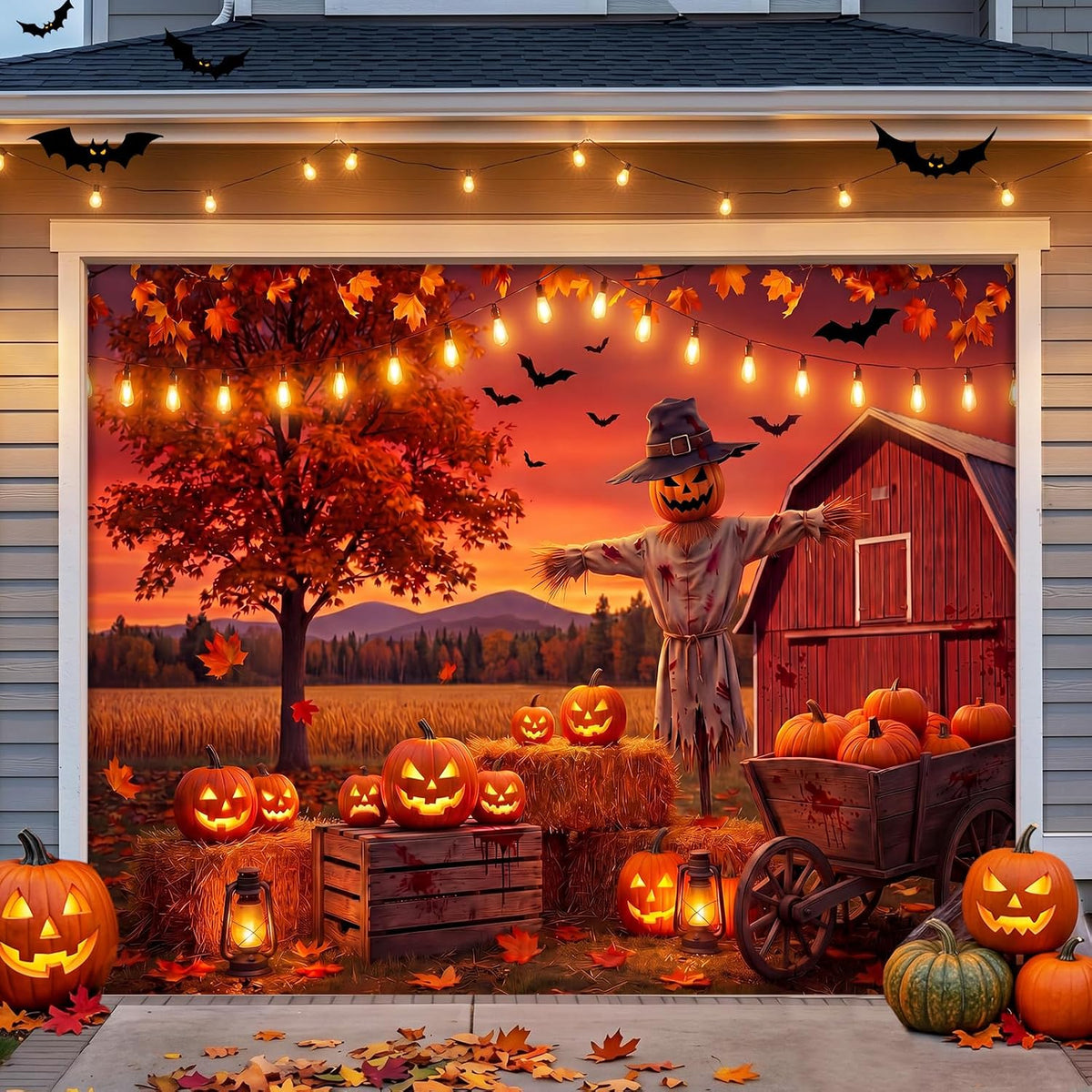 Customizable Halloween Garage Door Cover Banner, Large Outdoor Garage Backdrop, Spooky Halloween Party Photo Background, Home Wall Window Holiday Decor