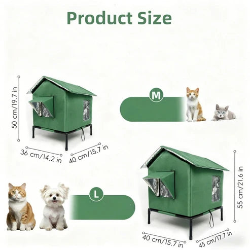 ⏰ LIMITED TIME 50% OFF! 🐈 All-Weather Elevated Outdoor Cat House – Waterproof Oxford Cloth, Thermal Aluminum Lining & Foldable Design